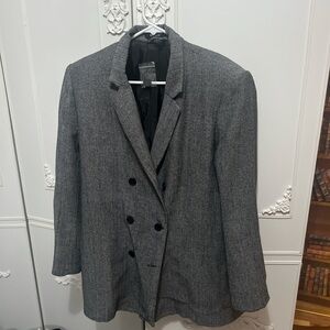 Gray Double-Breasted Blazer